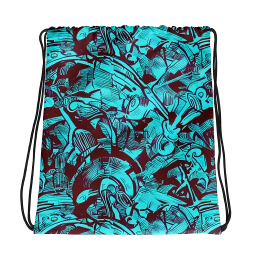 Burgundy Tropics on a Drawstring Bag