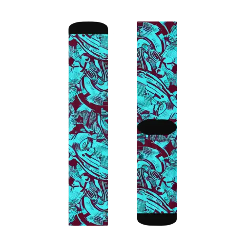 Burgundy Tropics on a Socks