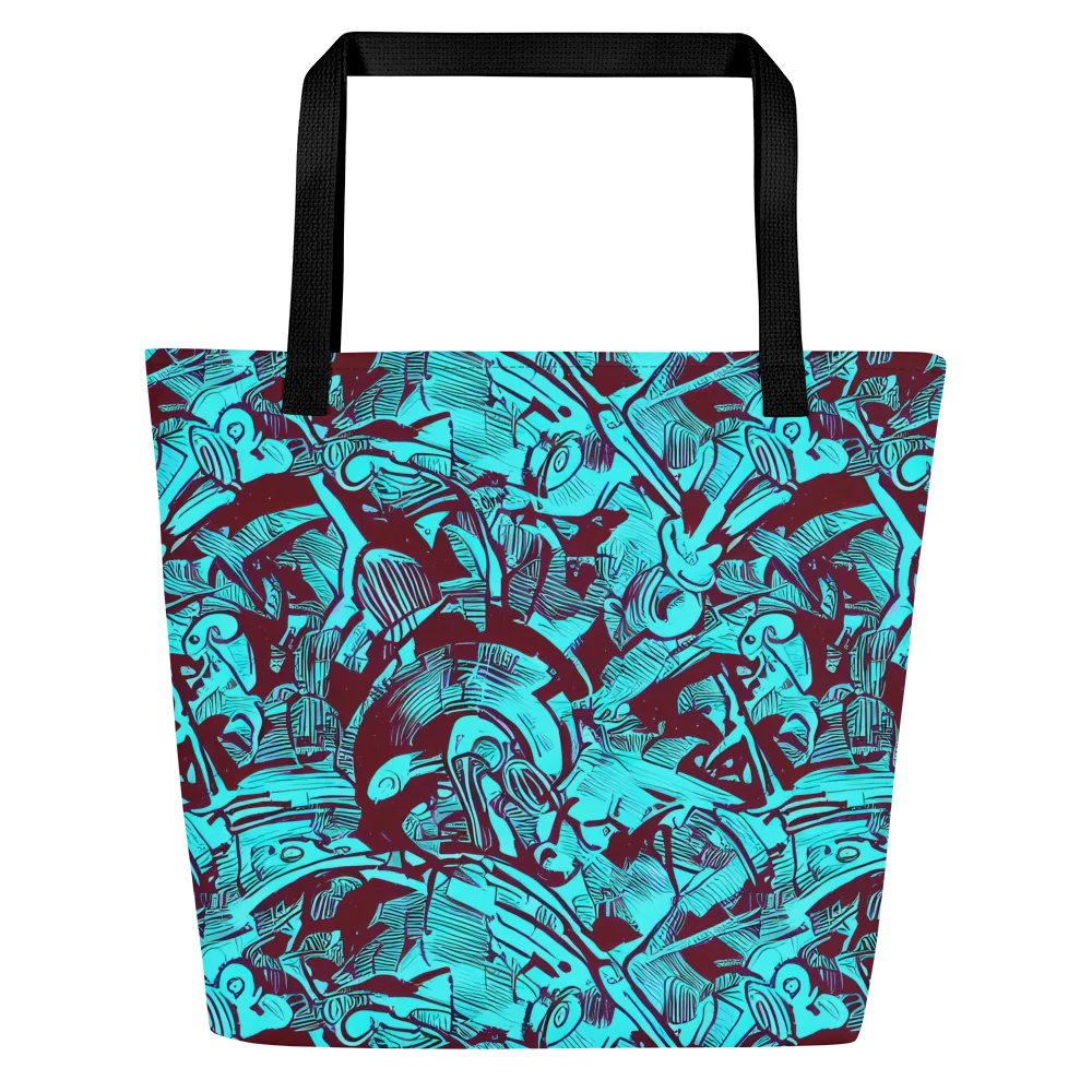 Burgundy Tropics on Large Tote Bag W/ Pocket — Front