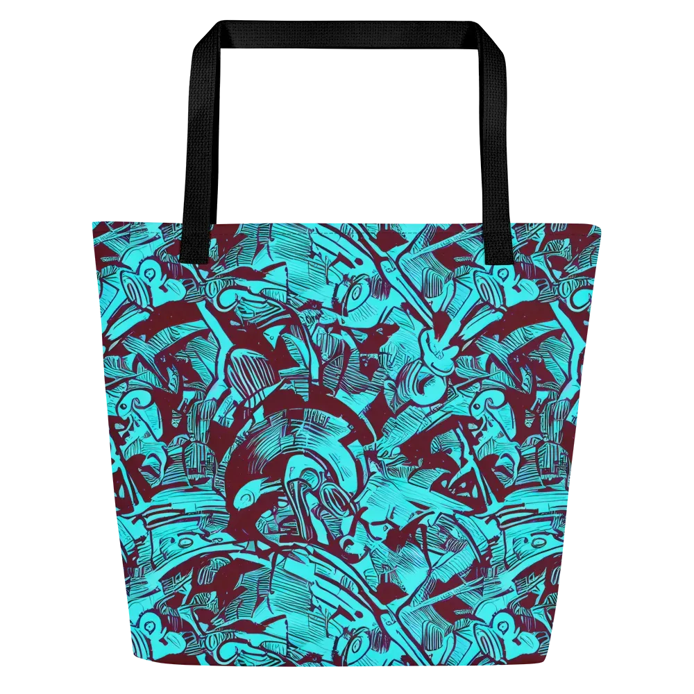 Burgundy Tropics on Large Tote Bag W/ Pocket — Front