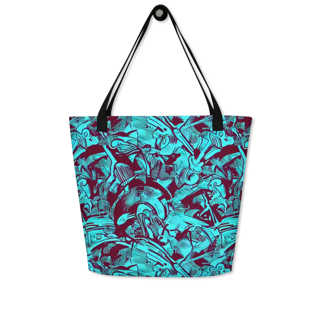 Burgundy Tropics on Large Tote Bag W/ Pocket — Front