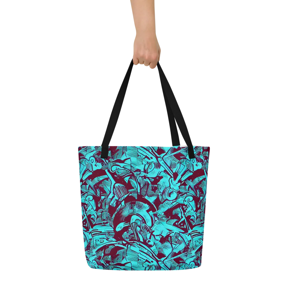 Burgundy Tropics on Large Tote Bag W/ Pocket — Front