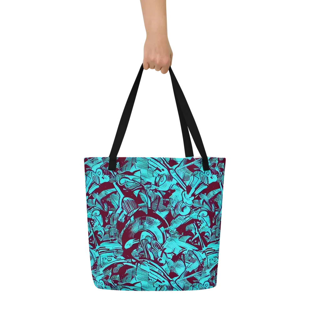 Burgundy Tropics on Large Tote Bag W/ Pocket — Front