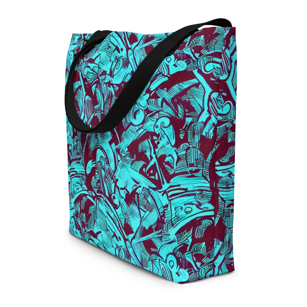 Burgundy Tropics on Large Tote Bag W/ Pocket — Front