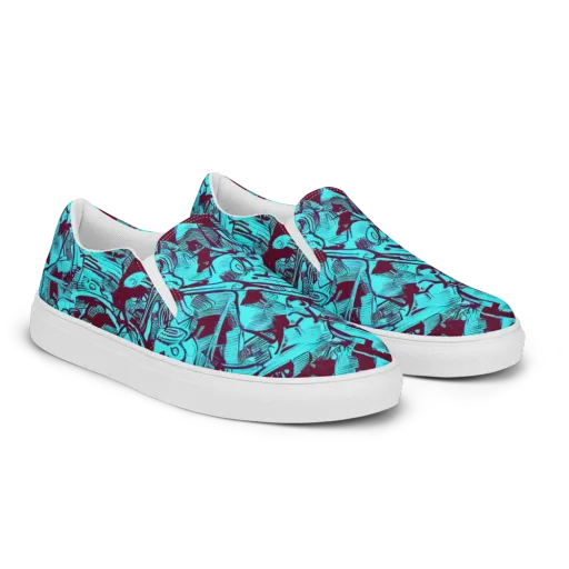 Burgundy Tropics on a Women's Slip-On Canvas Shoes