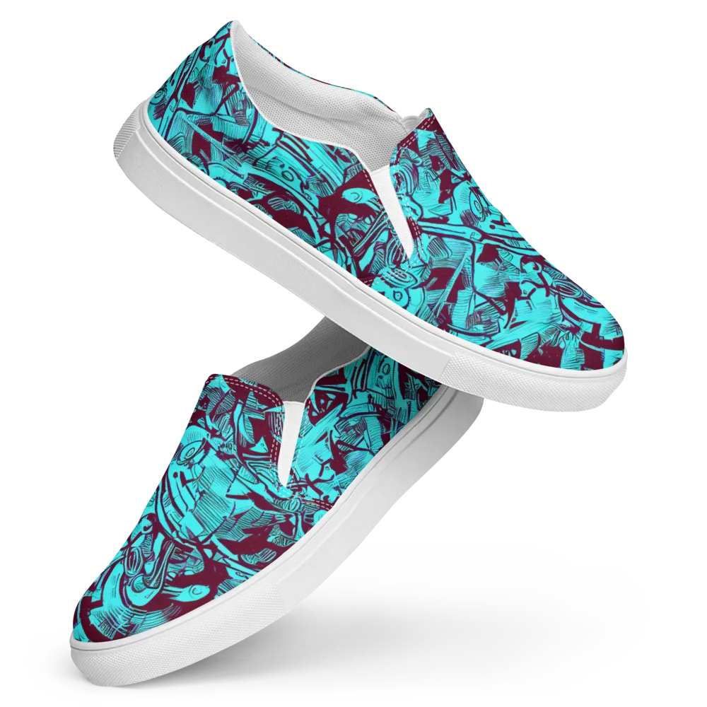 Burgundy Tropics on Women's Slip-On Canvas Shoes — Front