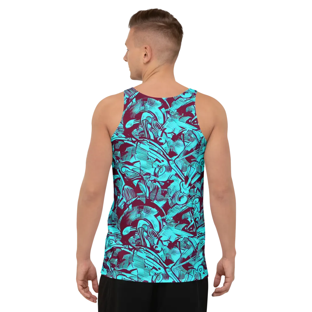 Burgundy Tropics on Men's Tank Top — Back