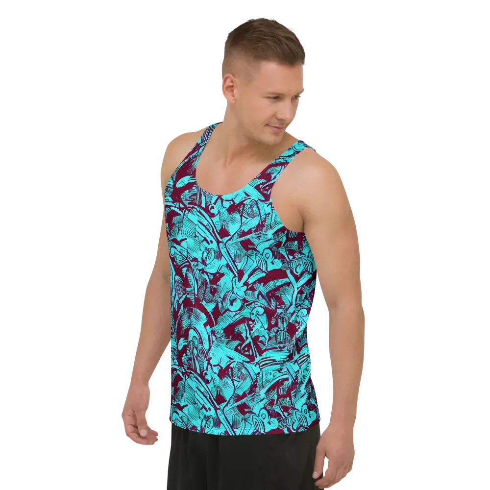 Burgundy Tropics on Men's Tank Top — Left Front