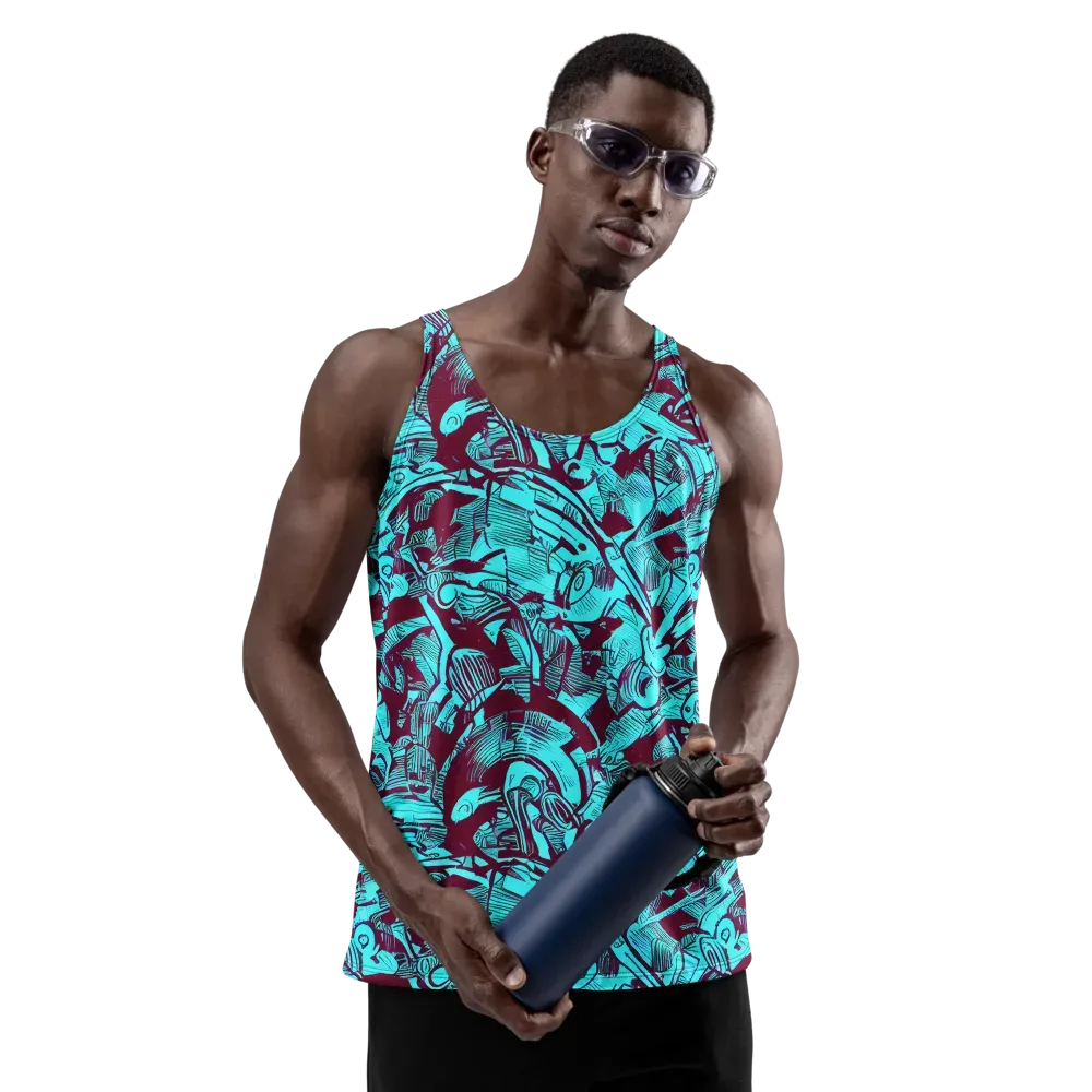 Burgundy Tropics on Men's Tank Top — Front