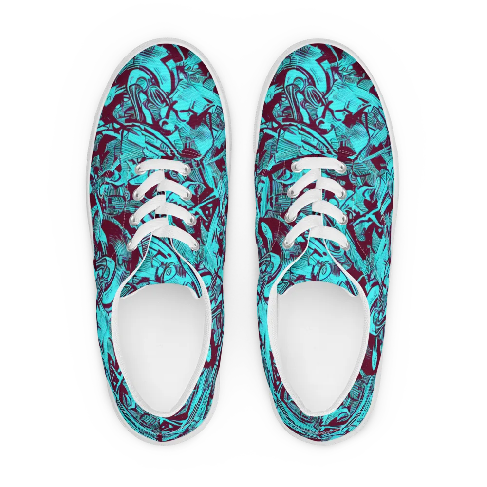 Burgundy Tropics on Men's Lace-Up Canvas Shoes — Front