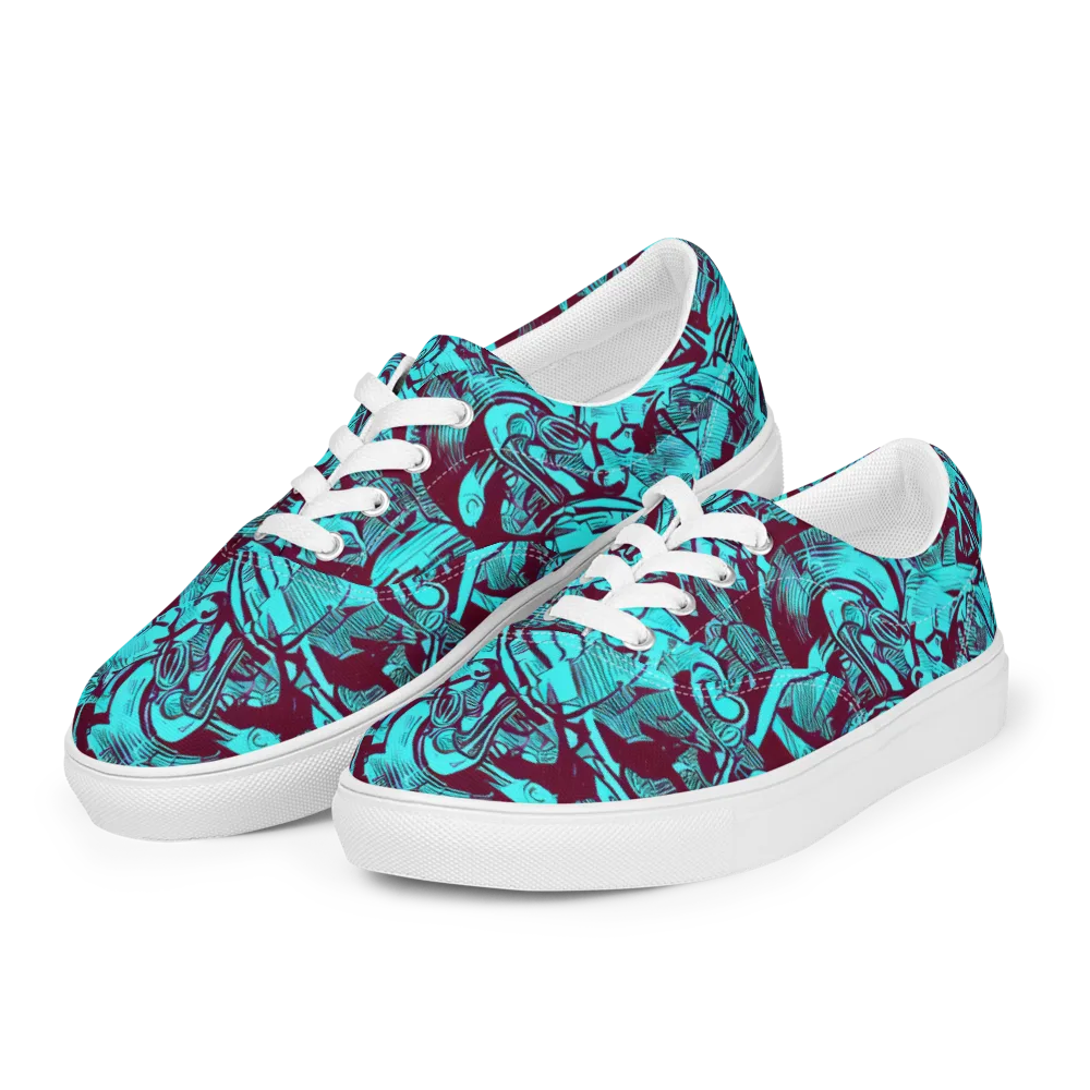 Burgundy Tropics on Men's Lace-Up Canvas Shoes — Left Front