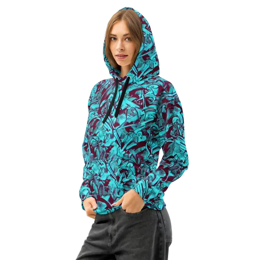 Burgundy Tropics on a Cotton Hoodie