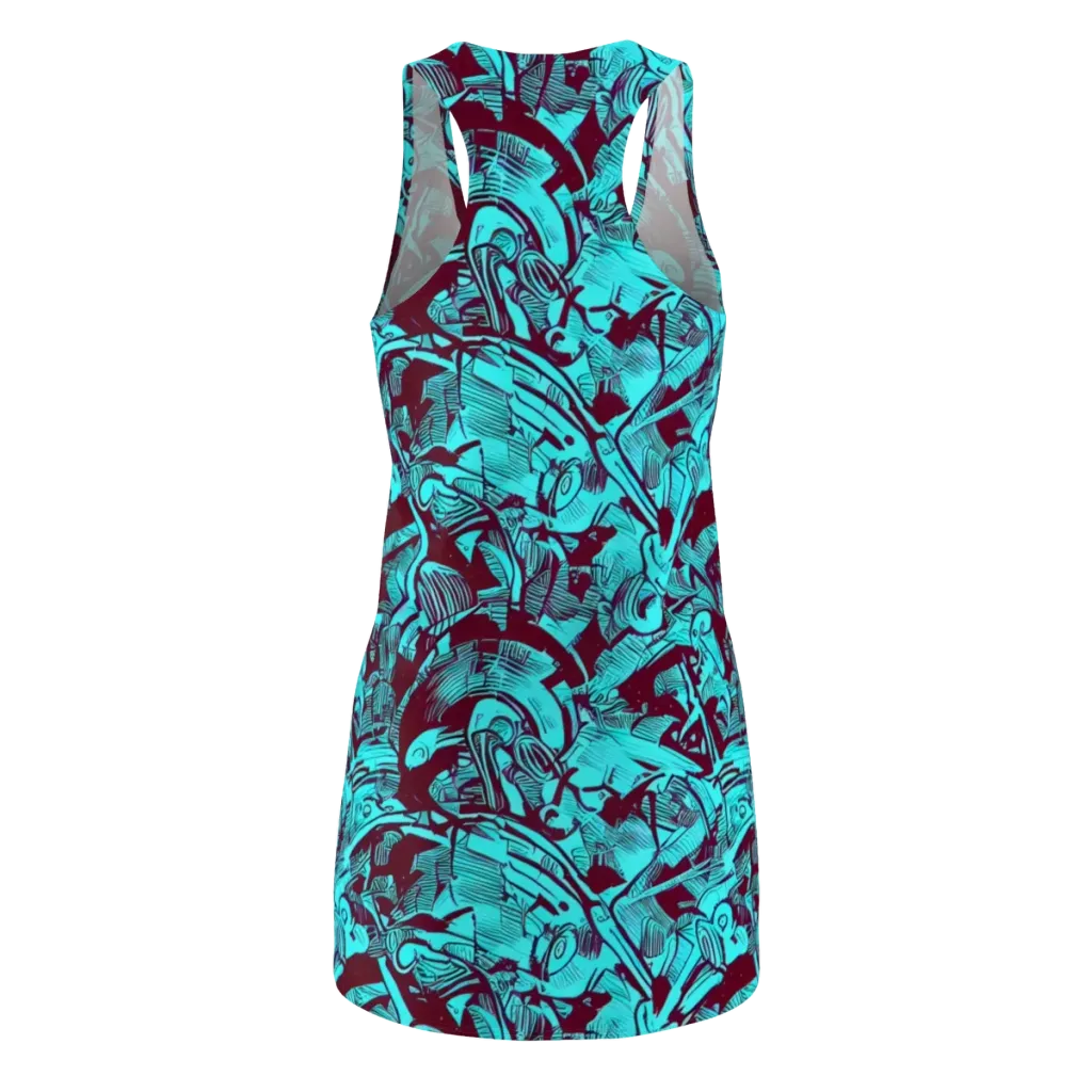 Burgundy Tropics on Racerback Dress — Back