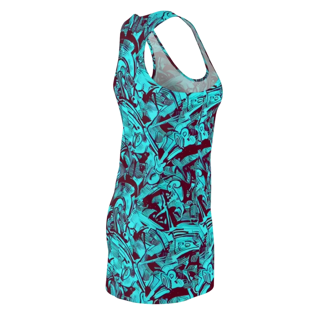 Burgundy Tropics on Racerback Dress — Back Side