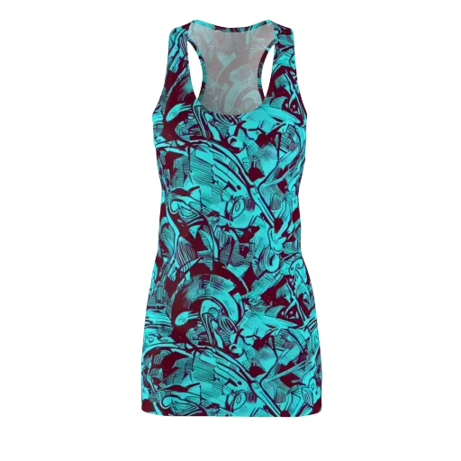 Burgundy Tropics on a Racerback Dress