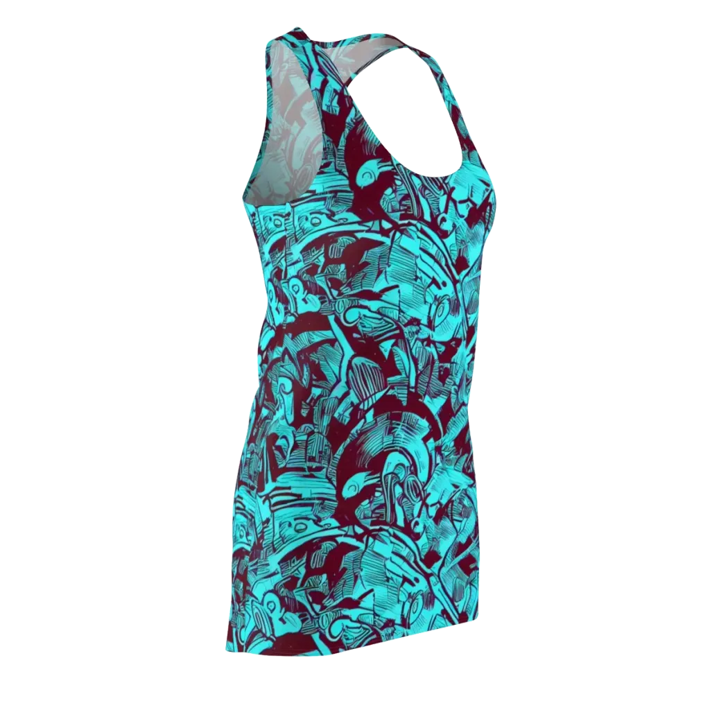 Burgundy Tropics on Racerback Dress — Front Side