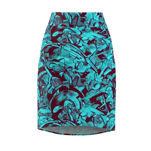 Burgundy Tropics on a Pencil Skirt