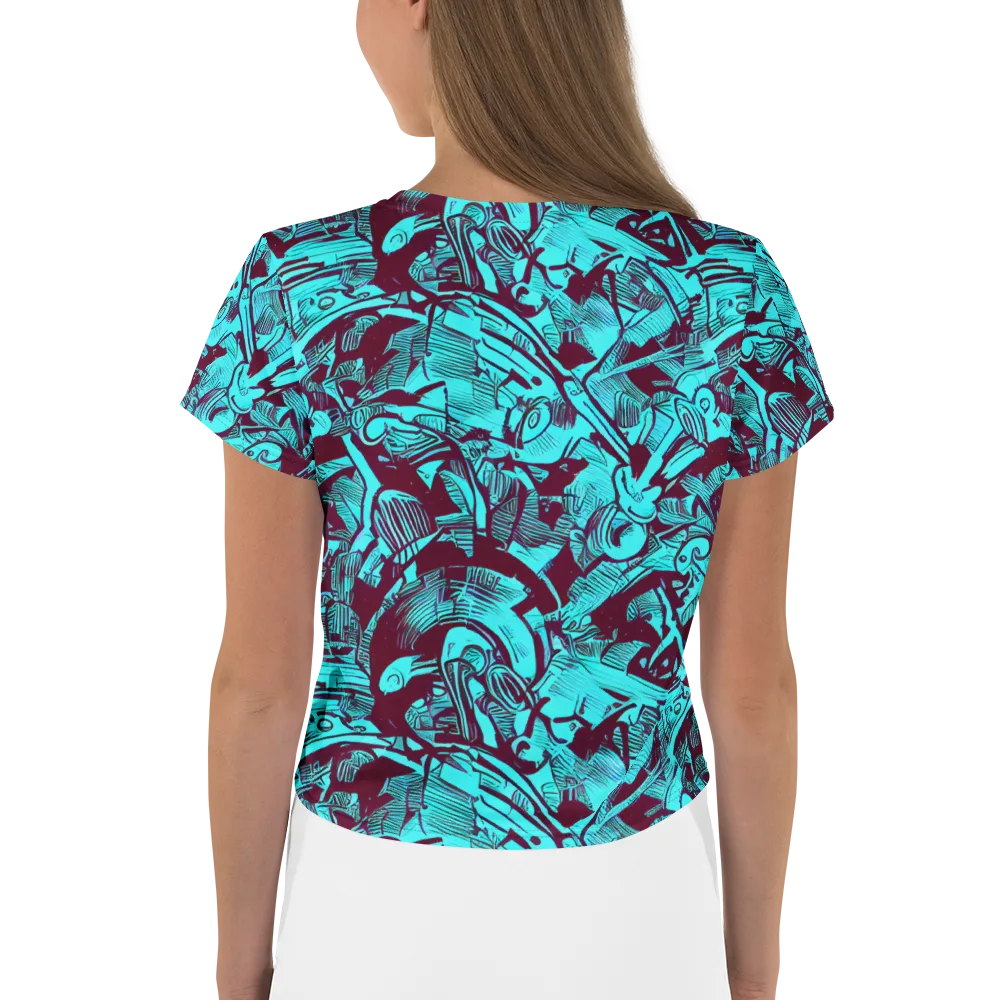 Burgundy Tropics on Crop Tee — Back