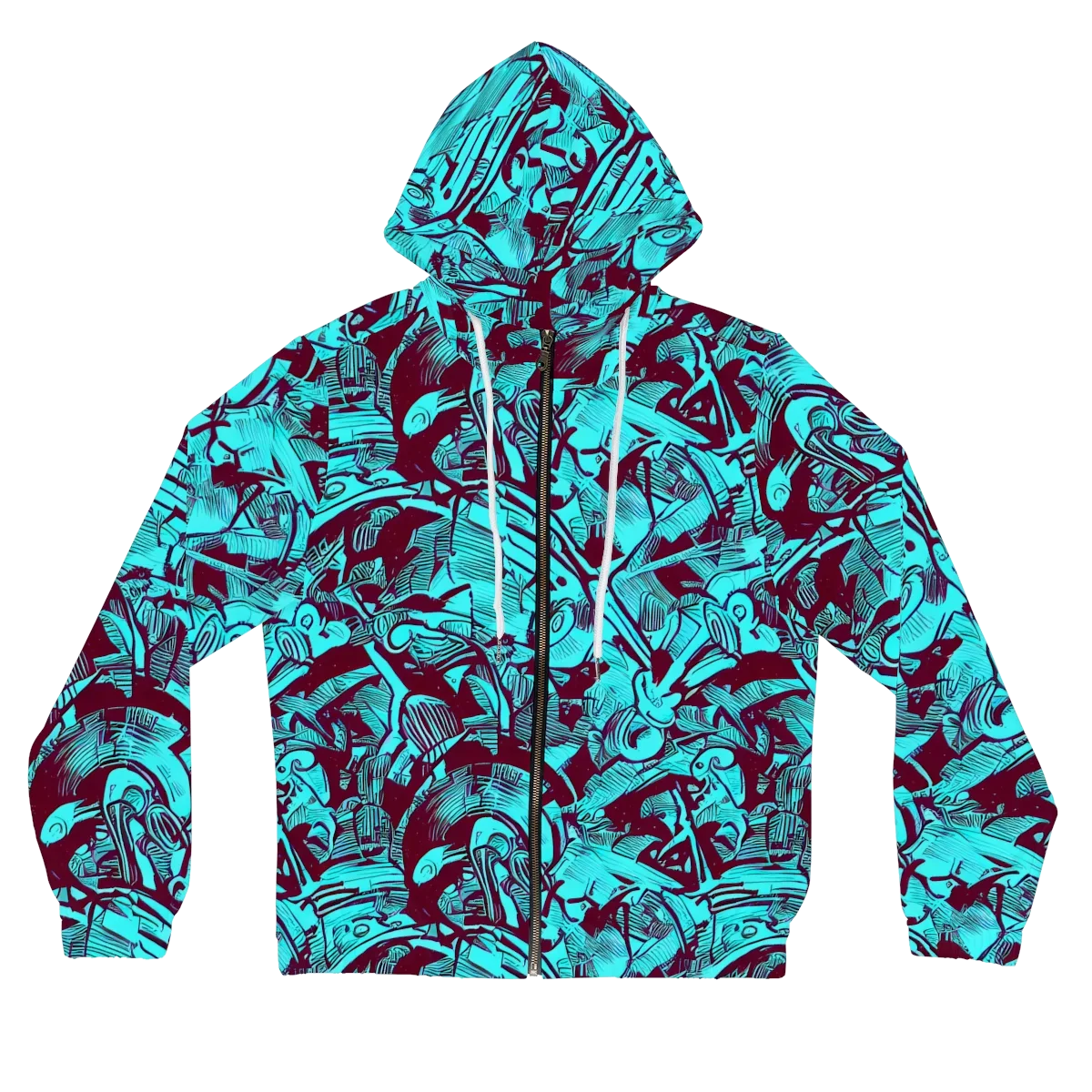 Burgundy Tropics on Women's Full-Zip Hoodie — Front