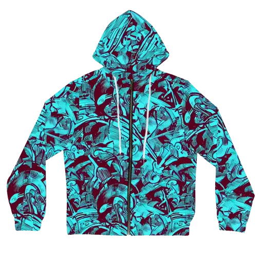 Burgundy Tropics on a Women's Full-Zip Hoodie