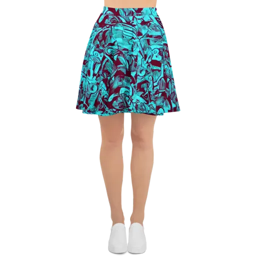 Burgundy Tropics on a Skater Skirt