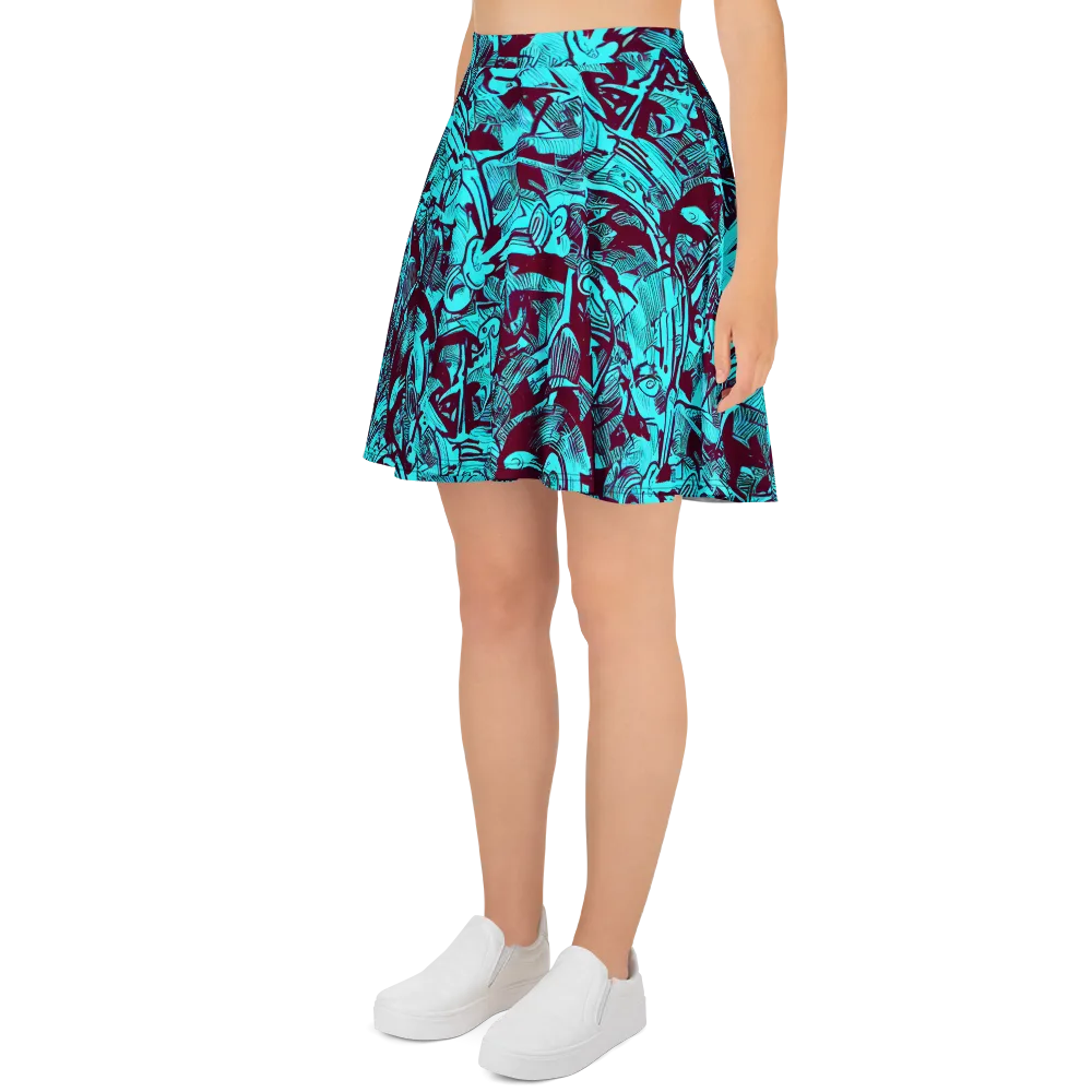 Burgundy Tropics on Skater Skirt — Left