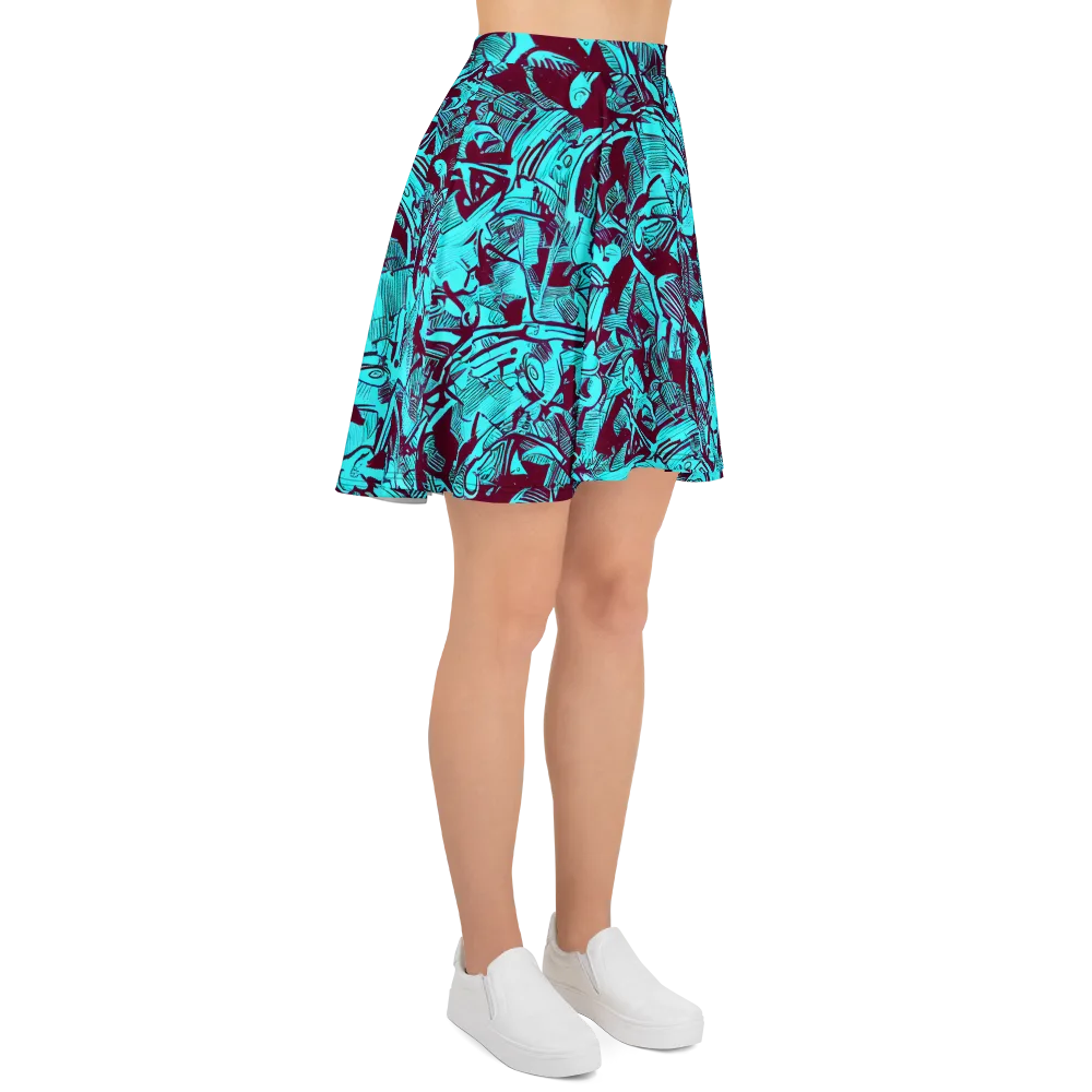 Burgundy Tropics on Skater Skirt — Right