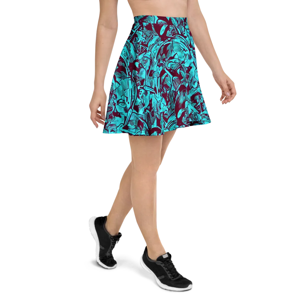 Burgundy Tropics on Skater Skirt — Right