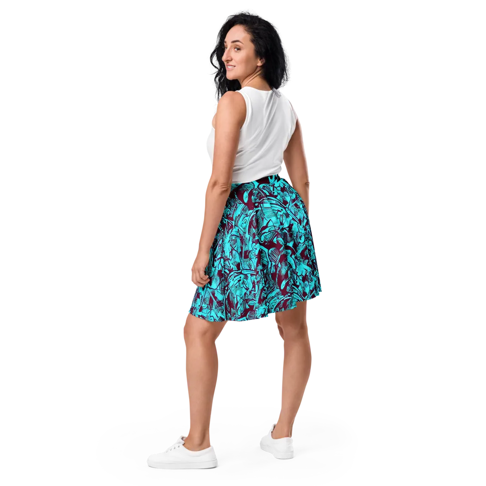 Burgundy Tropics on Skater Skirt — Back