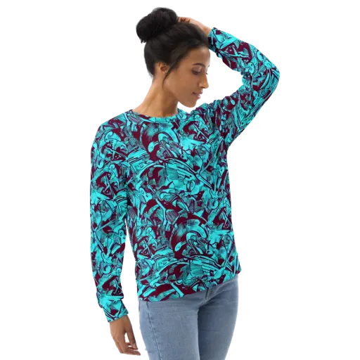 Burgundy Tropics on a Sweatshirt