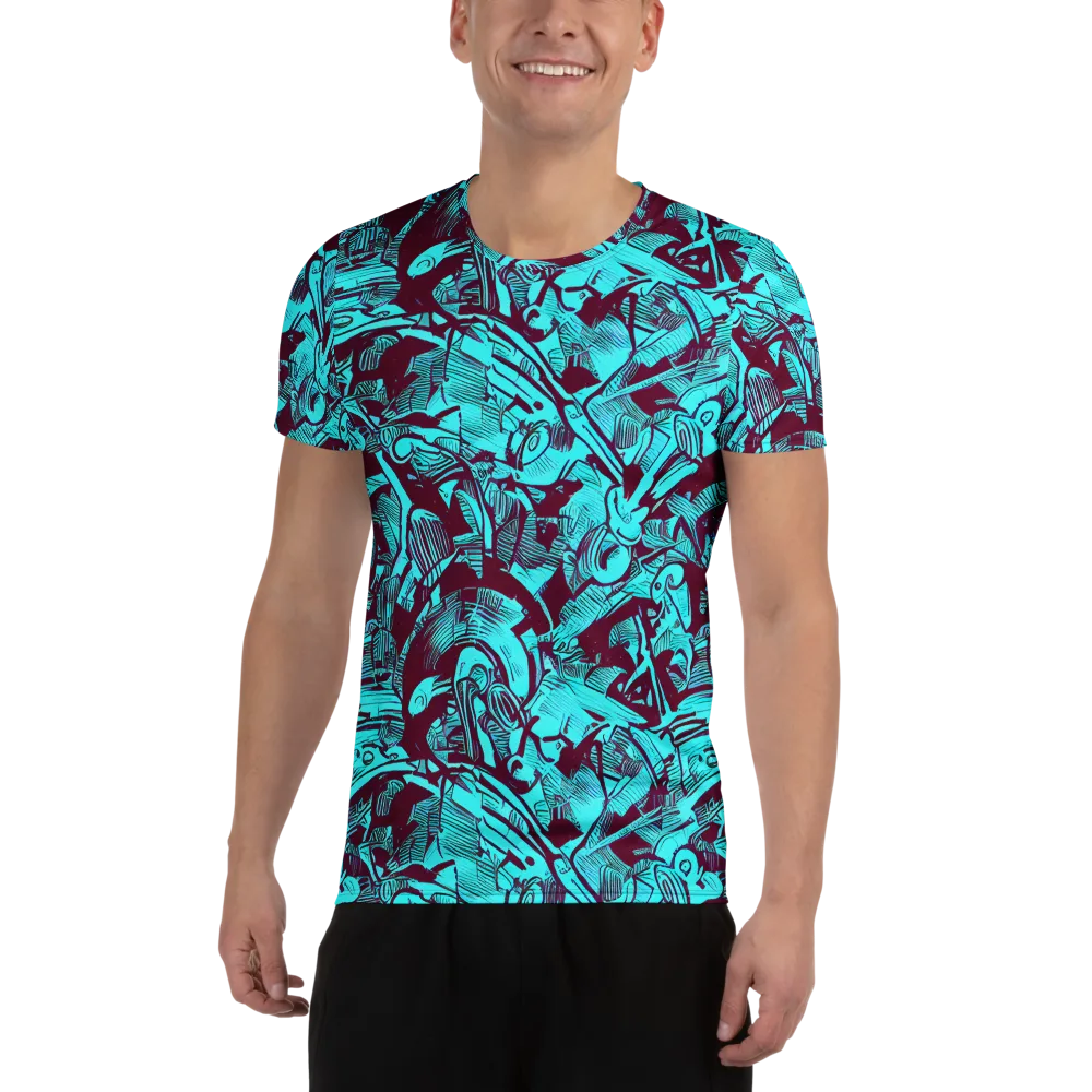 Burgundy Tropics on Men's Athletic T-Shirt — Front