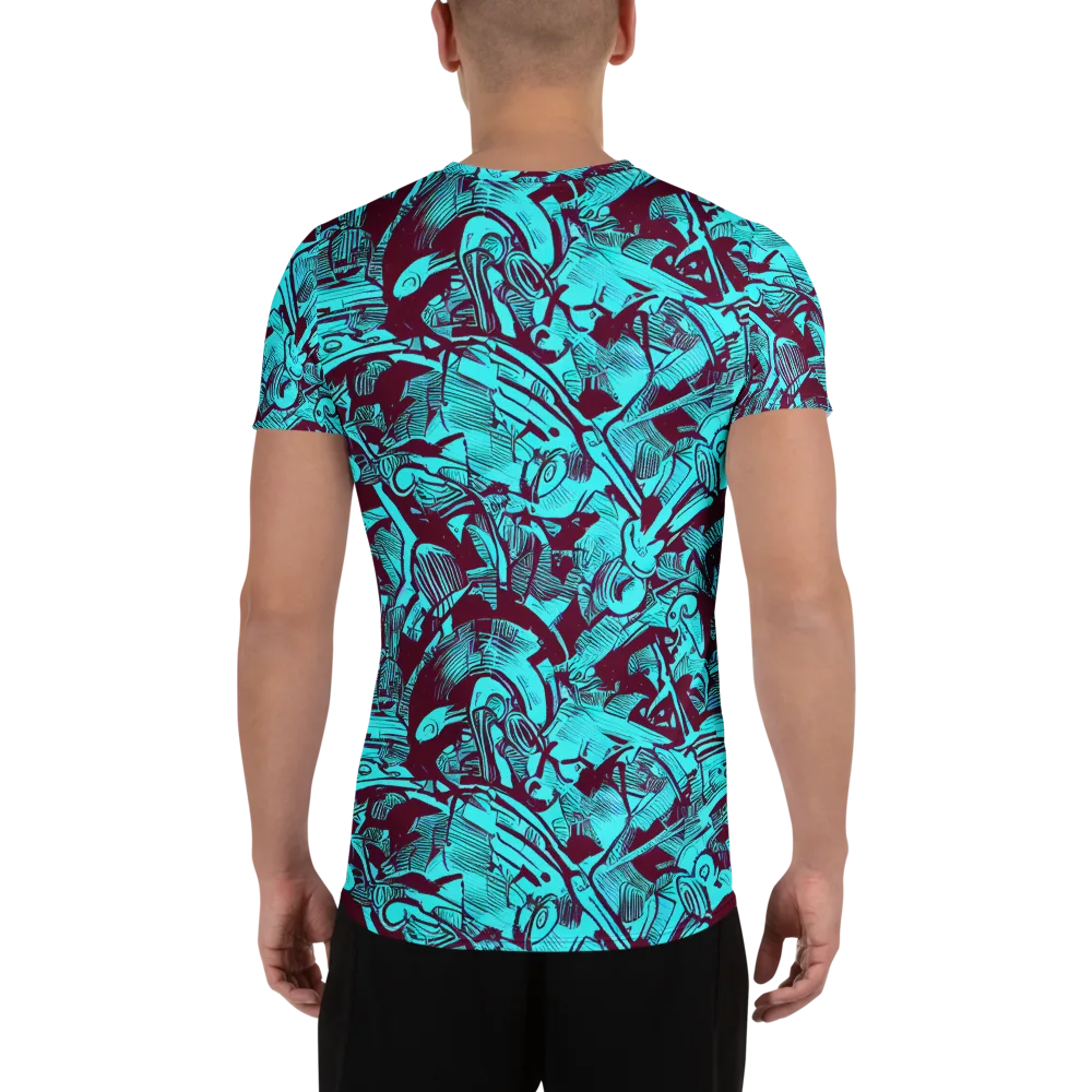 Burgundy Tropics on Men's Athletic T-Shirt — Back