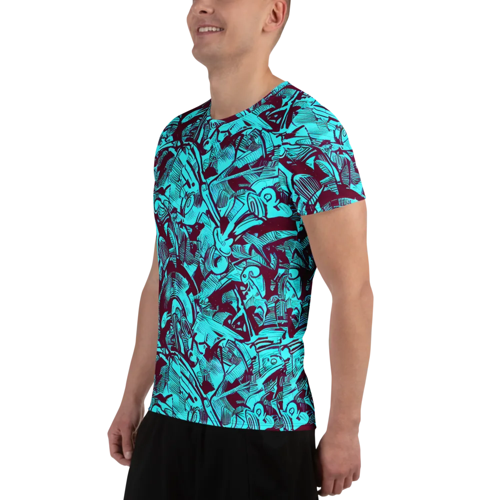 Burgundy Tropics on Men's Athletic T-Shirt — Left