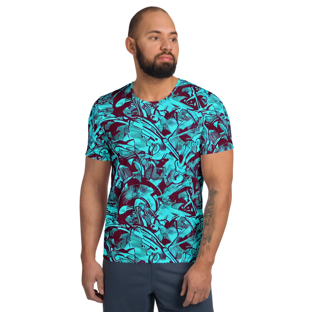 Burgundy Tropics on Men's Athletic T-Shirt — Front
