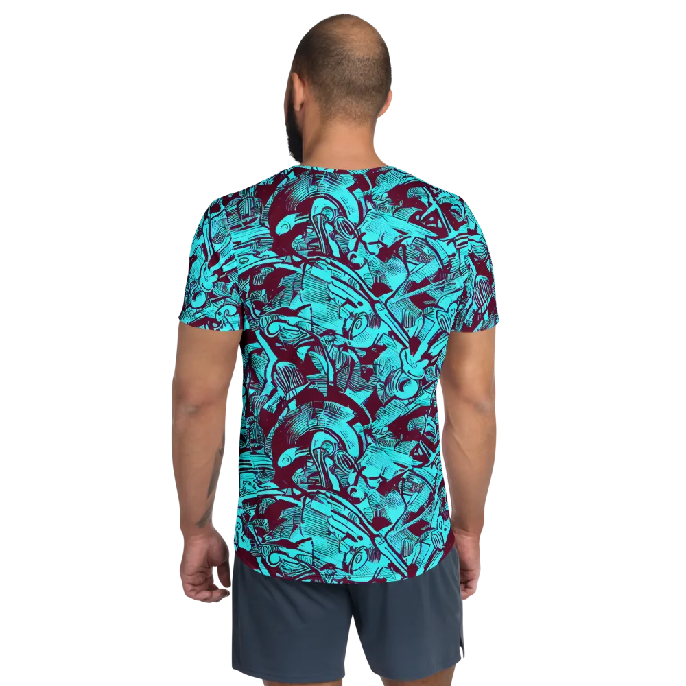 Burgundy Tropics on Men's Athletic T-Shirt — Back