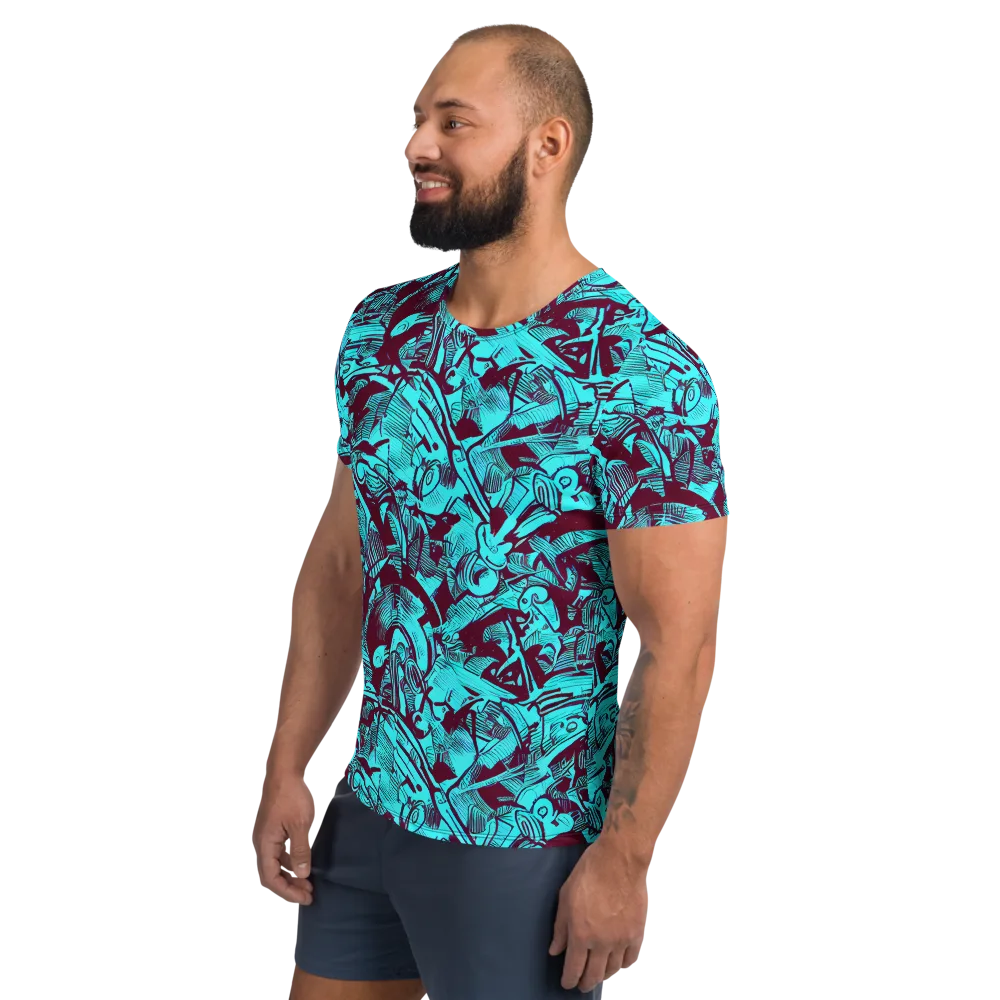 Burgundy Tropics on Men's Athletic T-Shirt — Left