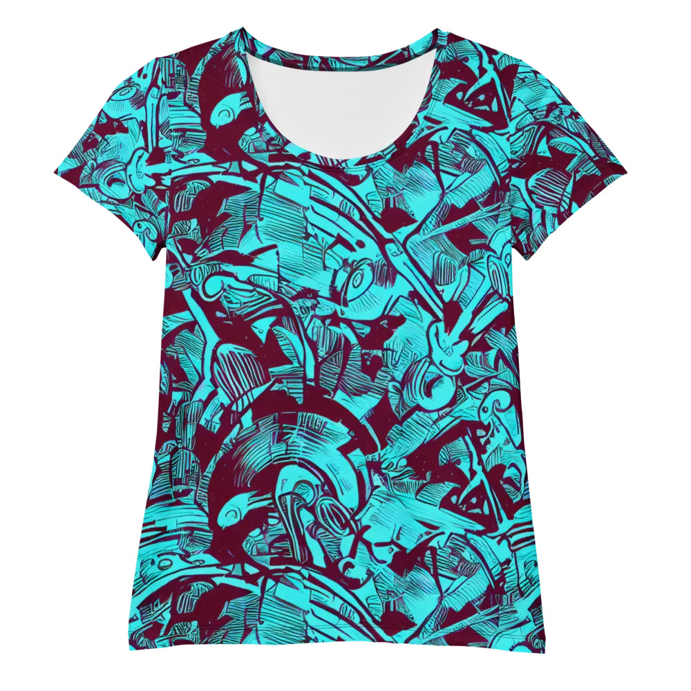 Burgundy Tropics on Women's Athletic T-Shirt — Front