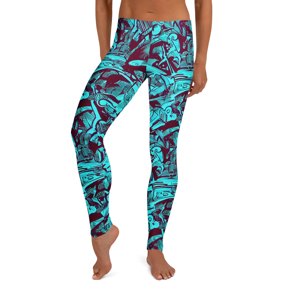 Burgundy Tropics on Leggings — Front