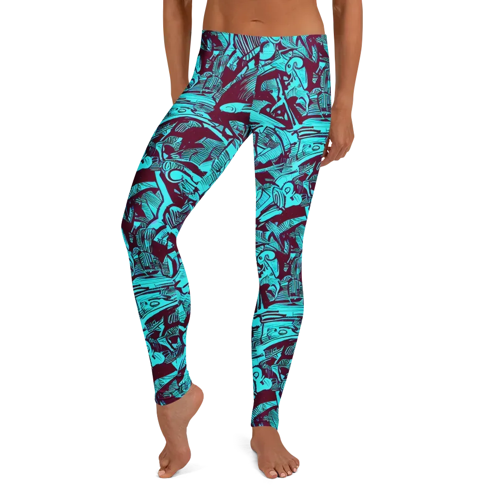 Burgundy Tropics on Leggings — Front