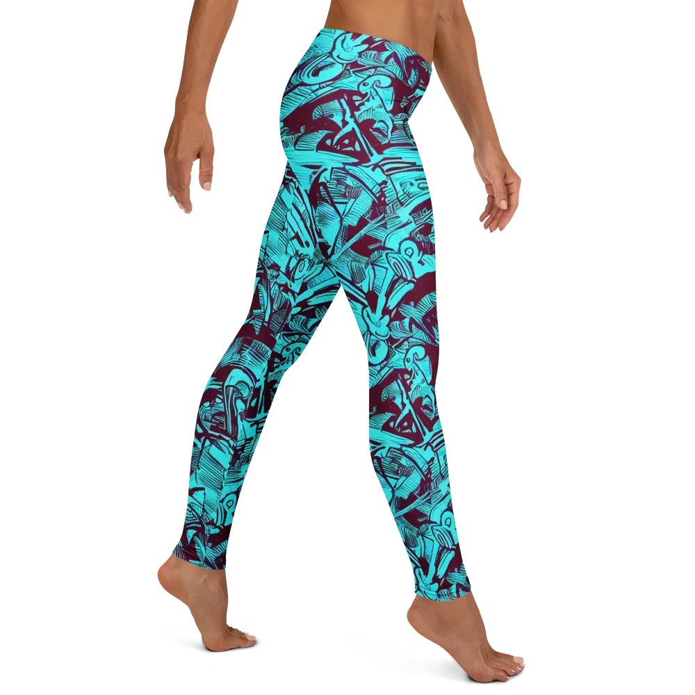 Burgundy Tropics on Leggings — Right