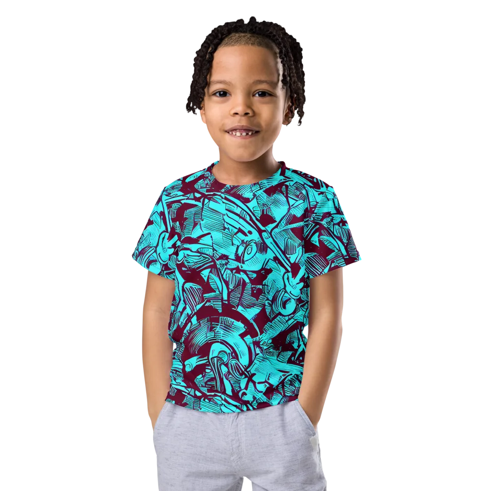 Burgundy Tropics on Kids Crew Neck T-Shirt — Front