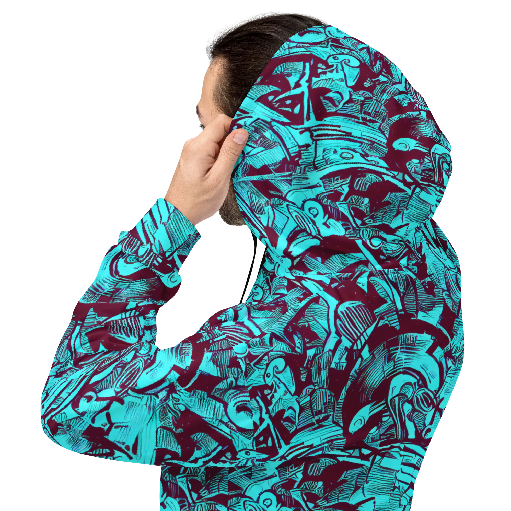 Burgundy Tropics on Hoodie — Back