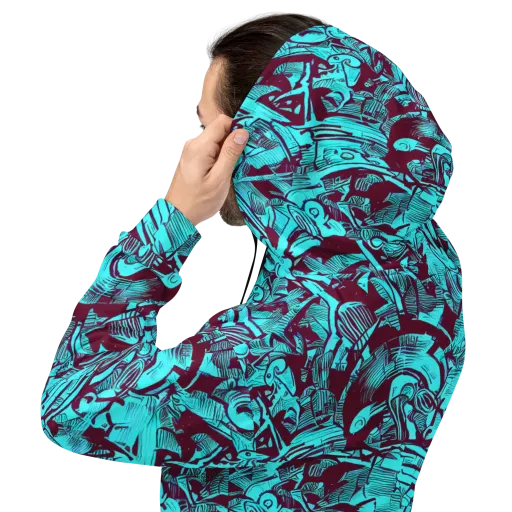 Burgundy Tropics on a Hoodie