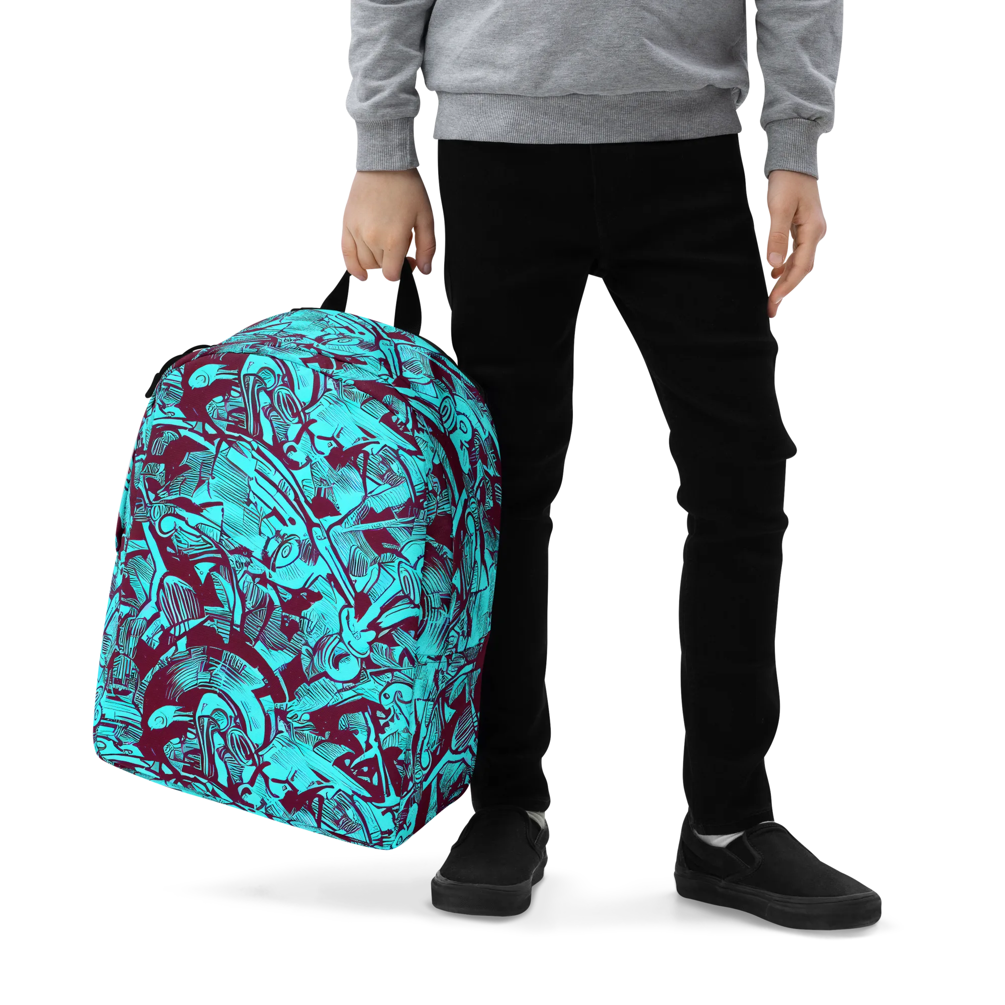 Burgundy Tropics on Minimalist Backpack — Zoomed-in