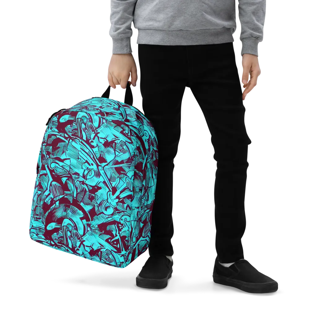 Burgundy Tropics on Minimalist Backpack — Zoomed-in