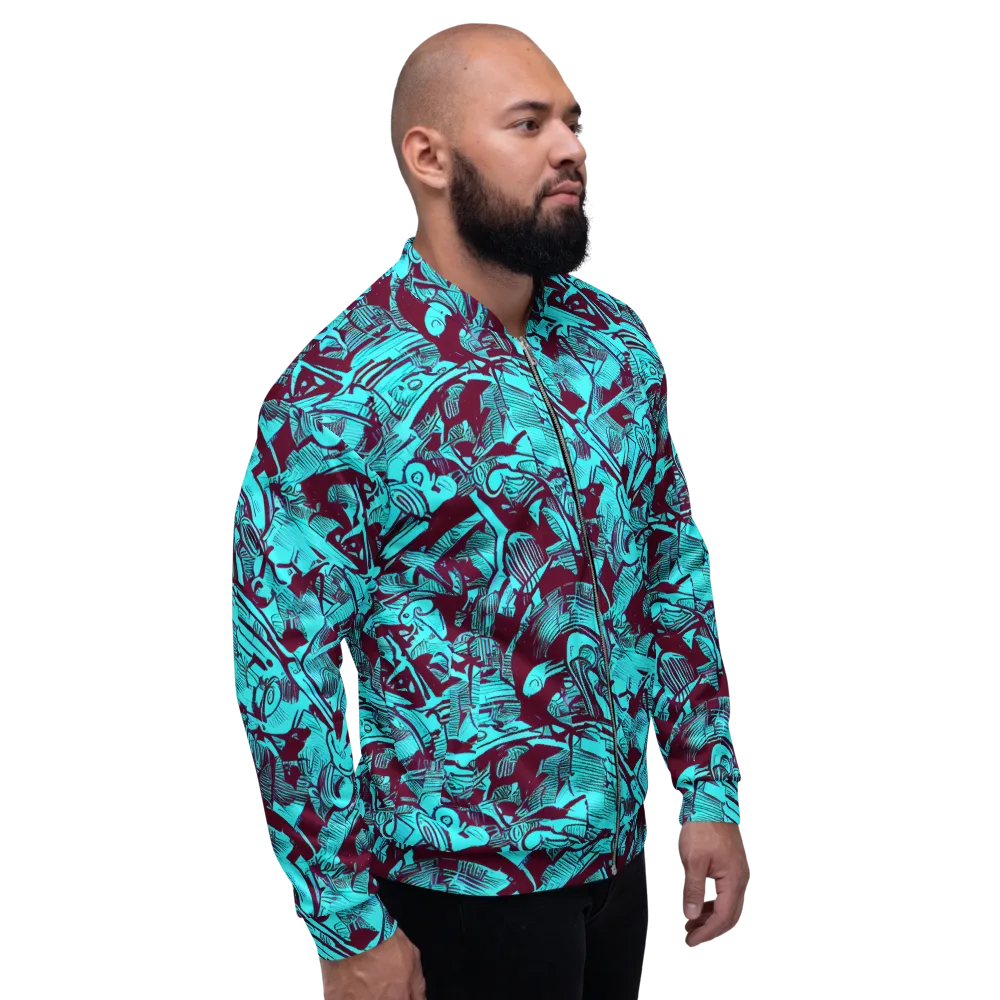Burgundy Tropics on Bomber Jacket — Right