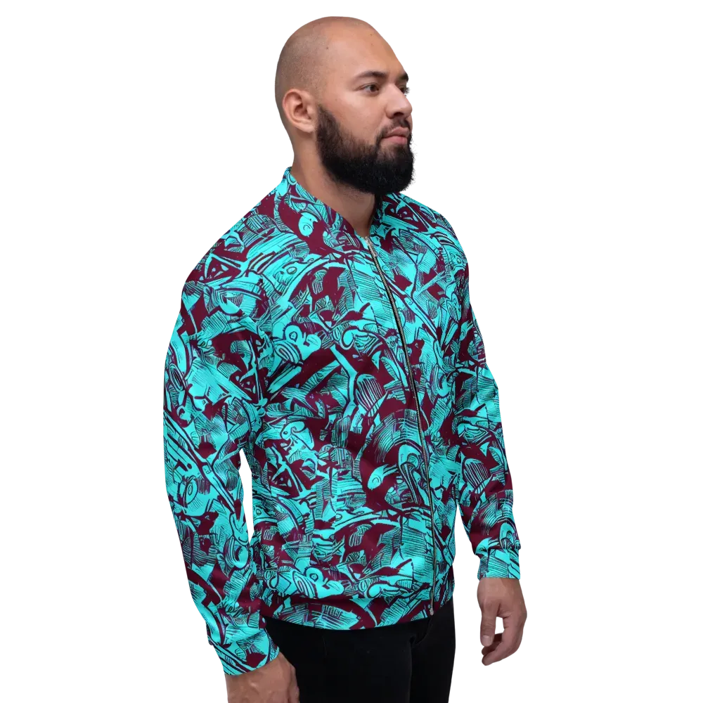 Burgundy Tropics on Bomber Jacket — Right