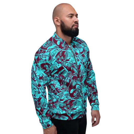 Burgundy Tropics on a Bomber Jacket