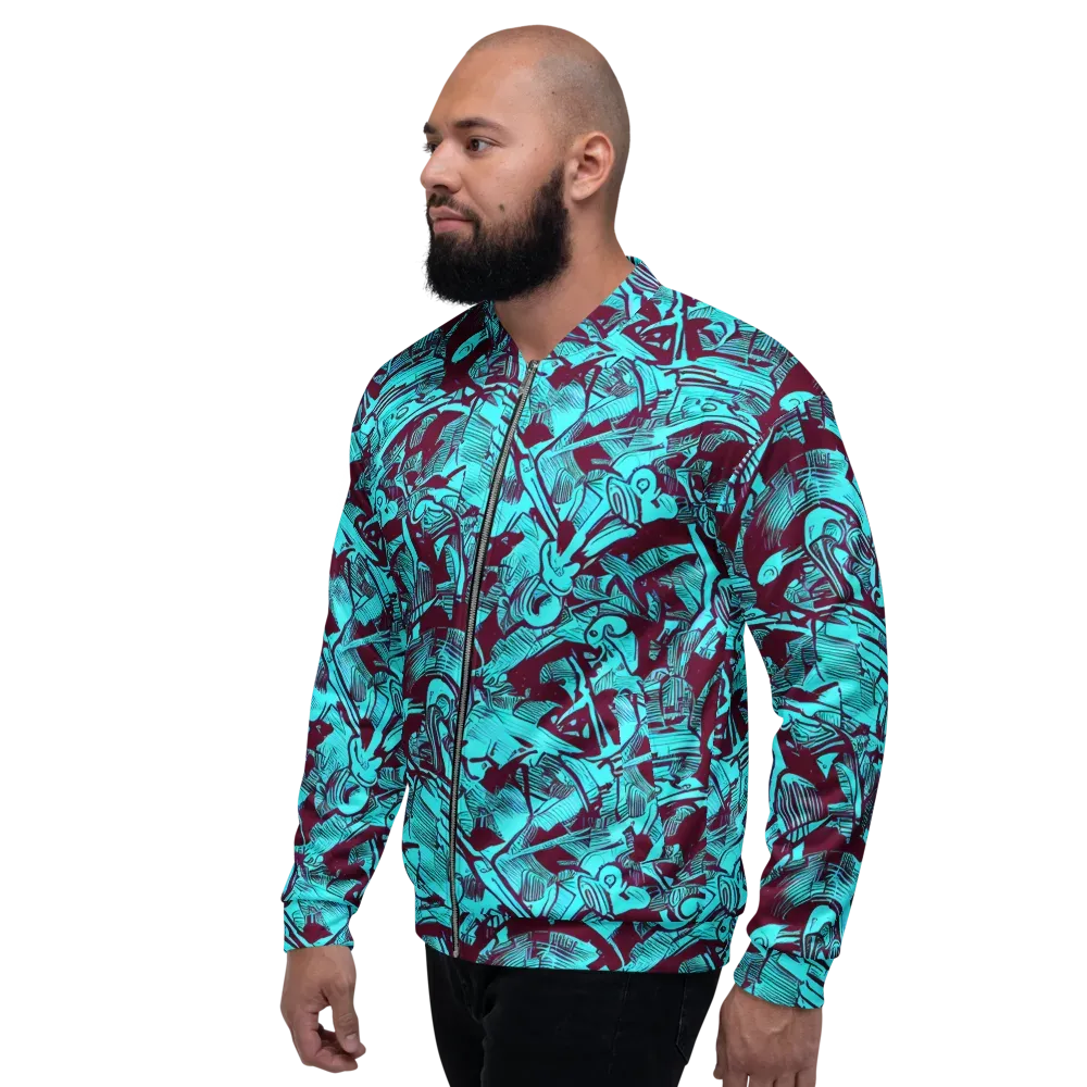Burgundy Tropics on Bomber Jacket — Left