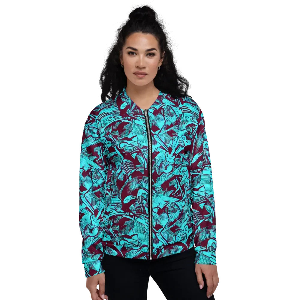 Burgundy Tropics on Bomber Jacket — Front